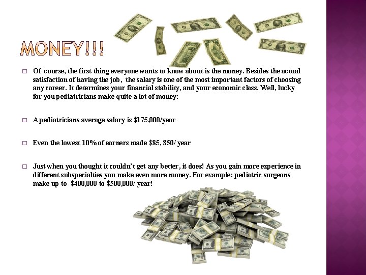 � Of course, the first thing everyone wants to know about is the money.