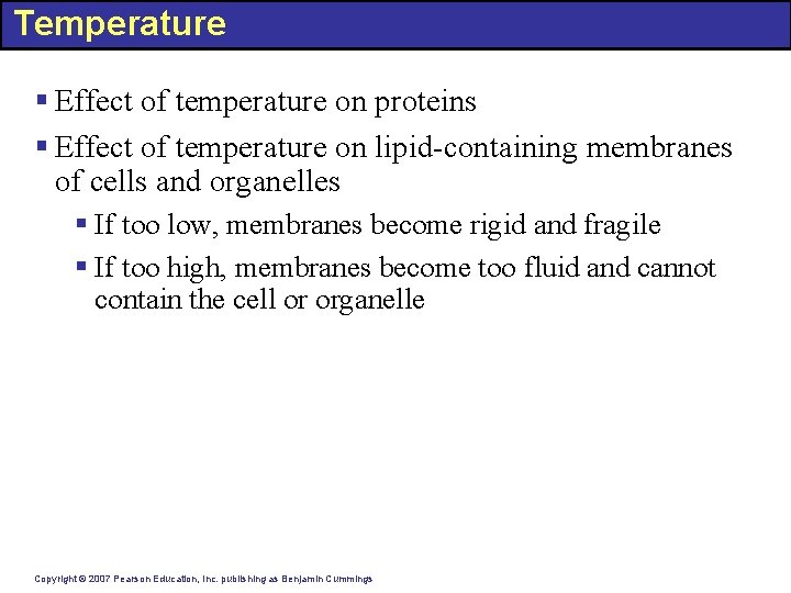 Temperature § Effect of temperature on proteins § Effect of temperature on lipid-containing membranes