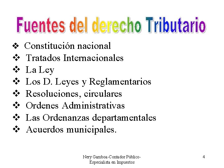 v Constitución nacional v v v v Tratados Internacionales La Ley Los D. Leyes