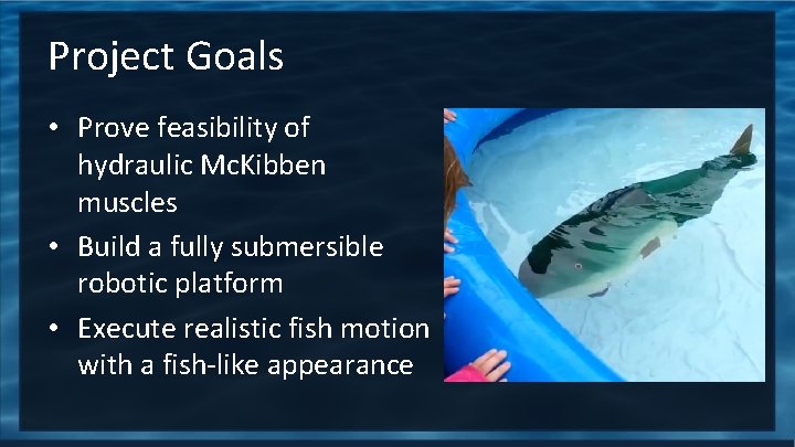 Project Goals • Prove feasibility of hydraulic Mc. Kibben muscles • Build a fully