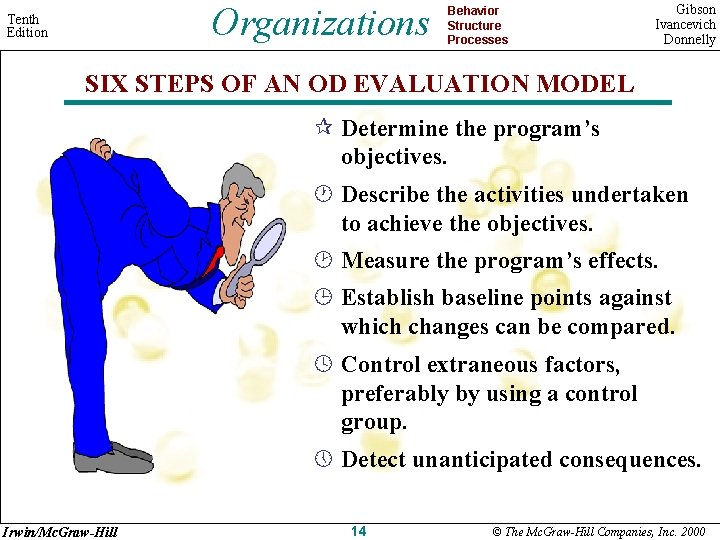 Organizations Tenth Edition Behavior Structure Processes Gibson Ivancevich Donnelly SIX STEPS OF AN OD