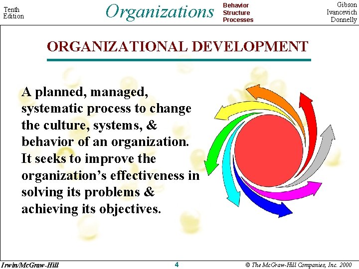 Organizations Tenth Edition Behavior Structure Processes Gibson Ivancevich Donnelly ORGANIZATIONAL DEVELOPMENT A planned, managed,