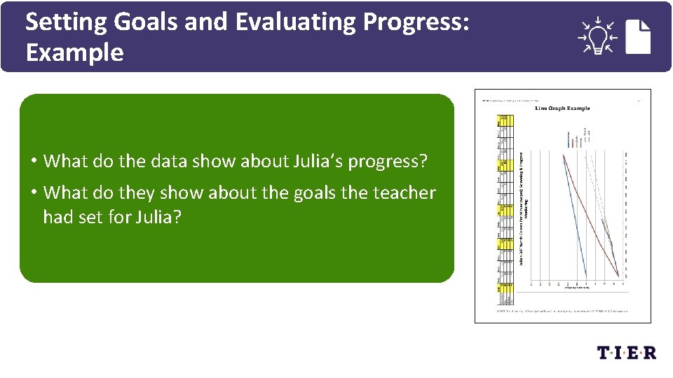 Setting Goals and Evaluating Progress: Example • What do the data show about Julia’s