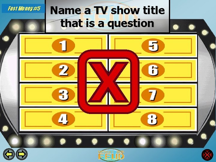 Fast Money #5 Name a TV show title that is a question 31 Who's