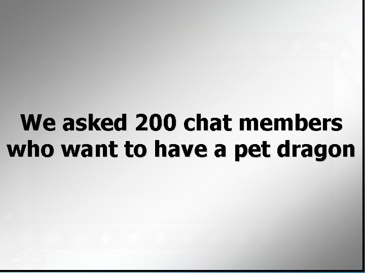 We asked 200 chat members who want to have a pet dragon 