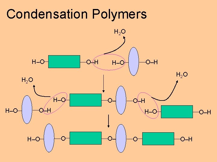 Condensation Polymers H 2 O H–O O–H H–O H 2 O H–O O– O–H