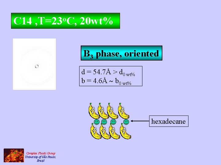 C 14 , T=23 o. C, 20 wt% B 3 phase, oriented d =