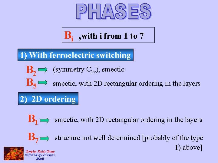 Bi , with i from 1 to 7 1) With ferroelectric switching B 2