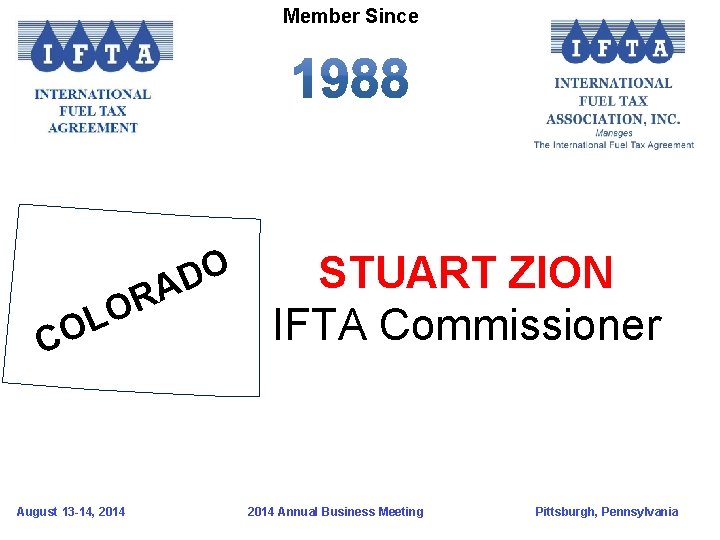 Member Since O D A R O L CO August 13 -14, 2014 STUART