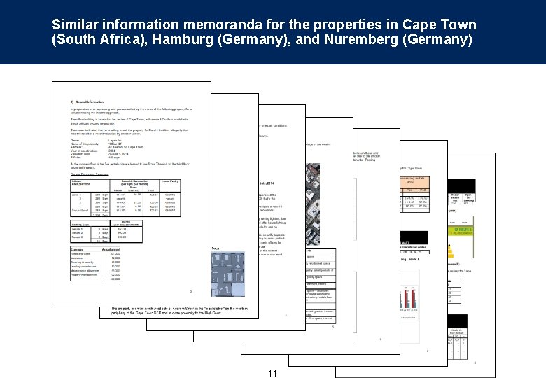 Similar information memoranda for the properties in Cape Town (South Africa), Hamburg (Germany), and