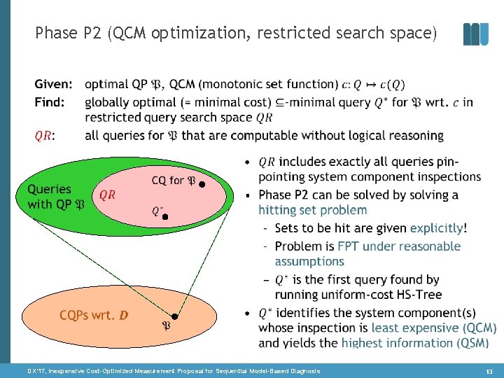 Phase P 2 (QCM optimization, restricted search space) • DX‘ 17, Inexpensive Cost-Optimized Measurement