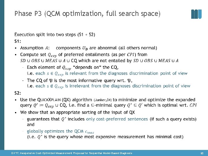 Phase P 3 (QCM optimization, full search space) • DX‘ 17, Inexpensive Cost-Optimized Measurement