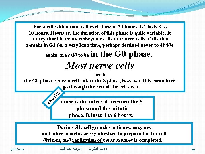 For a cell with a total cell cycle time of 24 hours, G 1