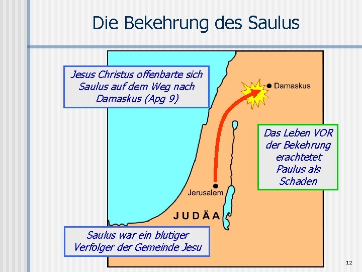 Die Bekehrung des Saulus Jesus Christus offenbarte sich Saulus auf dem Weg nach Damaskus