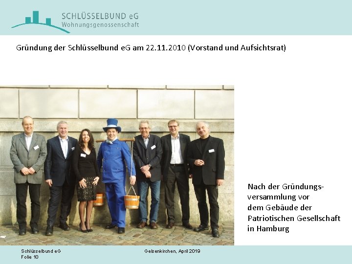 Gründung der Schlüsselbund e. G am 22. 11. 2010 (Vorstand und Aufsichtsrat) Nach der