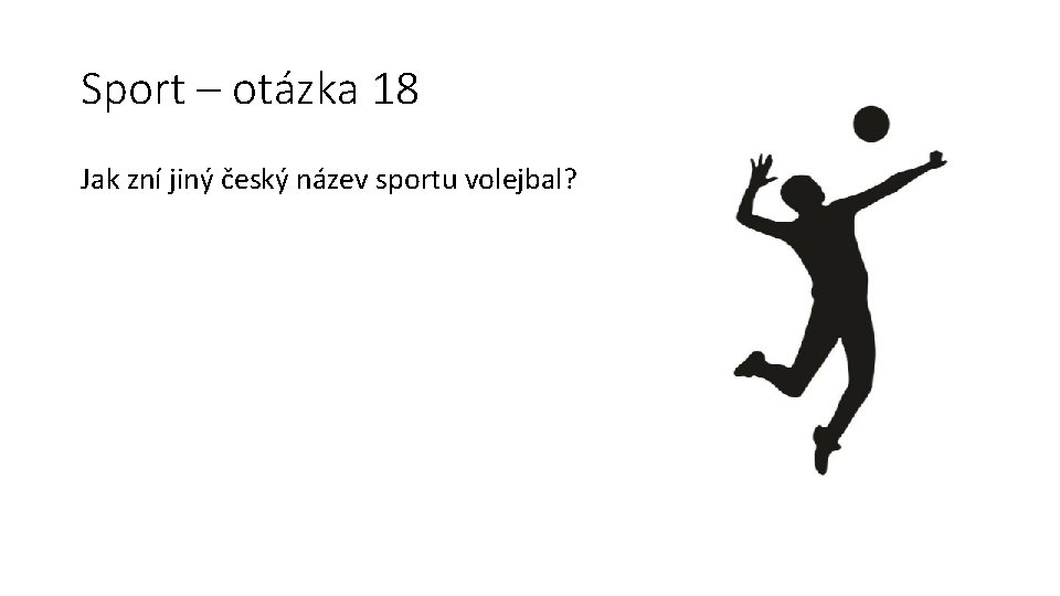 Sport – otázka 18 Jak zní jiný český název sportu volejbal? 