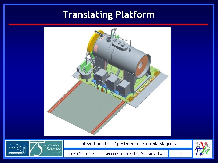 Translating Platform Integration of the Spectrometer Solenoid Magnets Steve Virostek - Lawrence Berkeley National