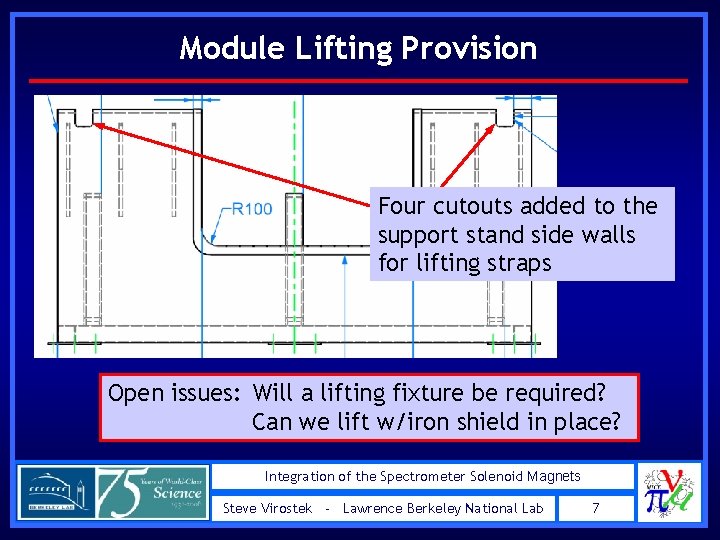 Module Lifting Provision Four cutouts added to the support stand side walls for lifting