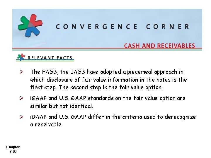 Ø The FASB, the IASB have adopted a piecemeal approach in which disclosure of