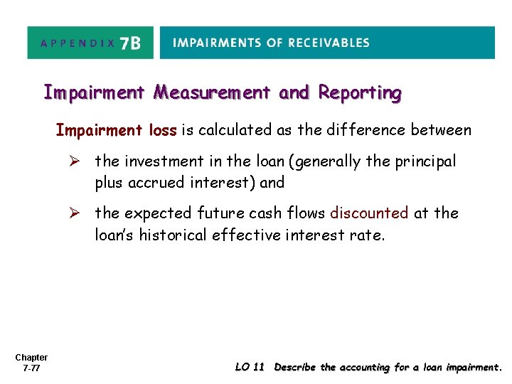 Impairment Measurement and Reporting Impairment loss is calculated as the difference between Ø the