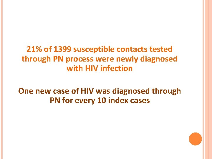 21% of 1399 susceptible contacts tested through PN process were newly diagnosed with HIV