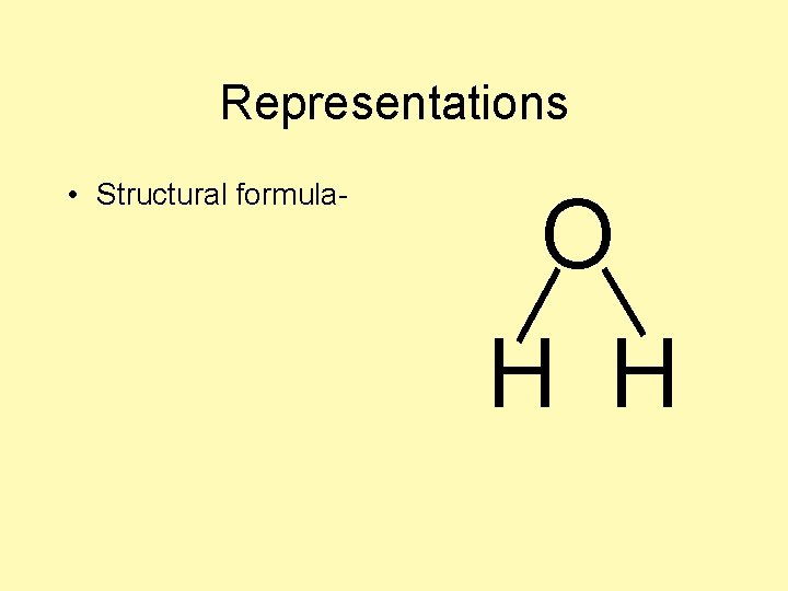 Representations • Structural formula- O H H 