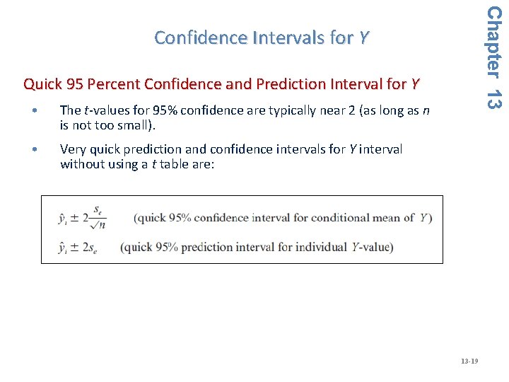 Chapter 13 Confidence Intervals for Y Quick 95 Percent Confidence and Prediction Interval for