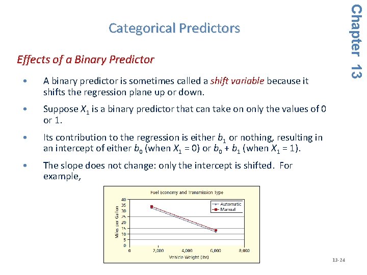 Chapter 13 Categorical Predictors Effects of a Binary Predictor • A binary predictor is