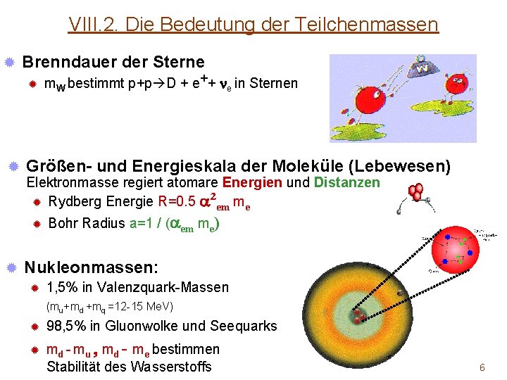 VIII. 2. Die Bedeutung der Teilchenmassen ® Brenndauer der Sterne ® ® m. W