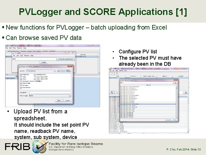 PVLogger and SCORE Applications [1] § New functions for PVLogger – batch uploading from