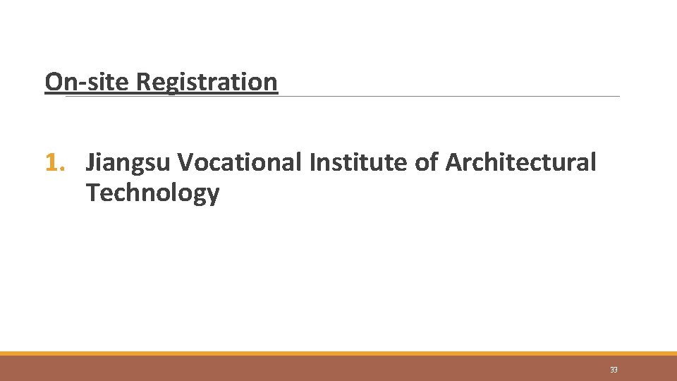 On-site Registration 1. Jiangsu Vocational Institute of Architectural Technology 33 