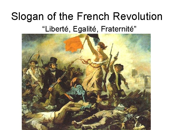 Slogan of the French Revolution “Liberté, Egalité, Fraternité” 