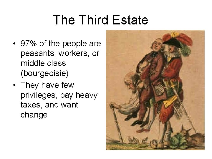 The Third Estate • 97% of the people are peasants, workers, or middle class