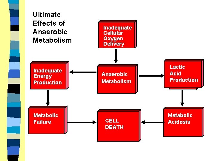 Ultimate Effects of Anaerobic Metabolism Inadequate Energy Production Metabolic Failure Inadequate Cellular Oxygen Delivery