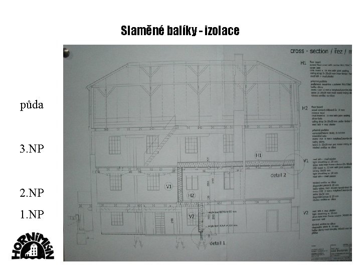 Slaměné balíky - izolace půda 3. NP 2. NP 1. NP 