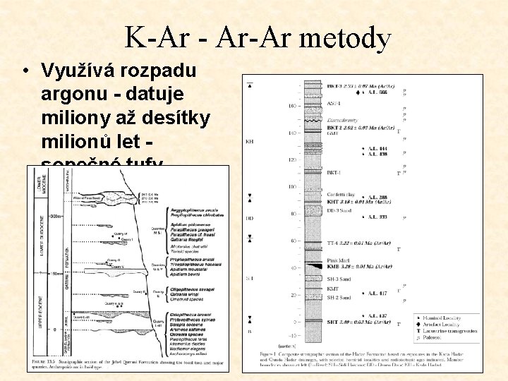 K-Ar - Ar-Ar metody • Využívá rozpadu argonu - datuje miliony až desítky milionů