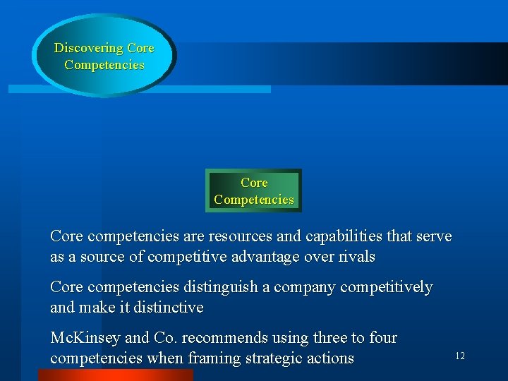 Discovering Core Competencies Core competencies are resources and capabilities that serve as a source