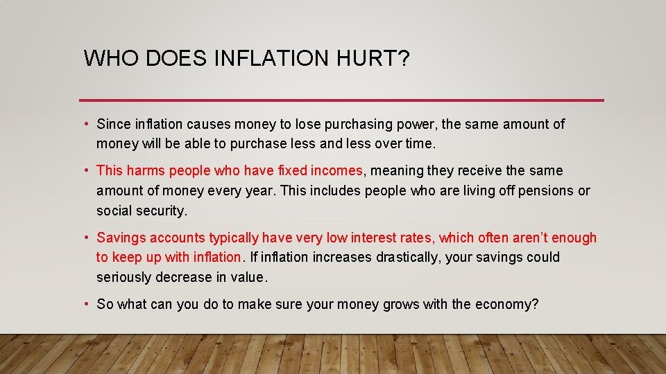 INFLATION THE STOCK MARKET PRICE STABILITY PRICE STABILITY