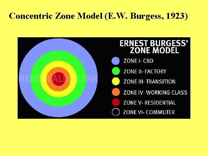 Concentric Zone Model (E. W. Burgess, 1923) 