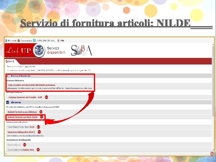 Servizio di fornitura articoli: NILDE____ 