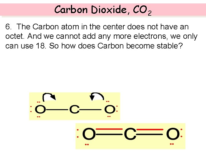 Carbon Dioxide, CO 2 6. The Carbon atom in the center does not have
