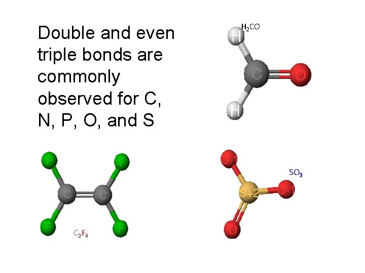 Double and even triple bonds are commonly observed for C, N, P, O, and