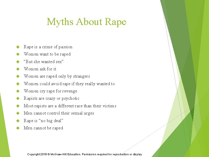 Myths About Rape is a crime of passion Women want to be raped “But