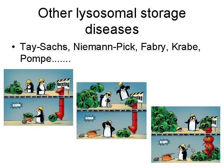 Other lysosomal storage diseases • Tay-Sachs, Niemann-Pick, Fabry, Krabe, Pompe. . . . 