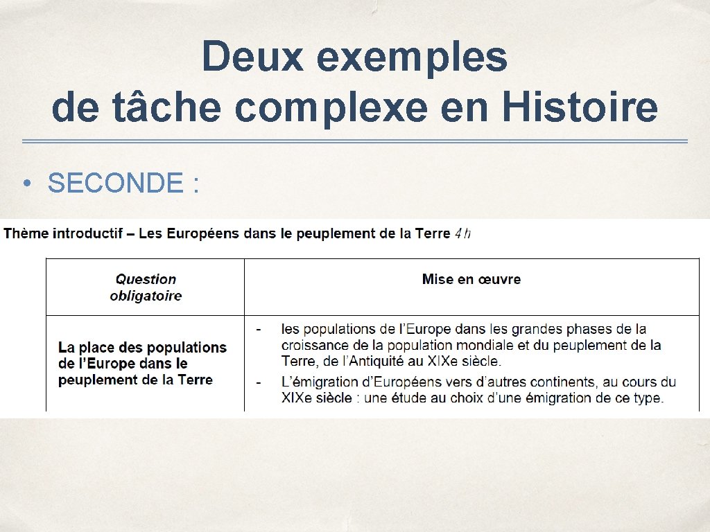 Deux exemples de tâche complexe en Histoire • SECONDE : 