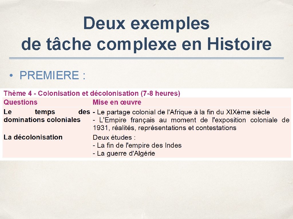 Deux exemples de tâche complexe en Histoire • PREMIERE : 