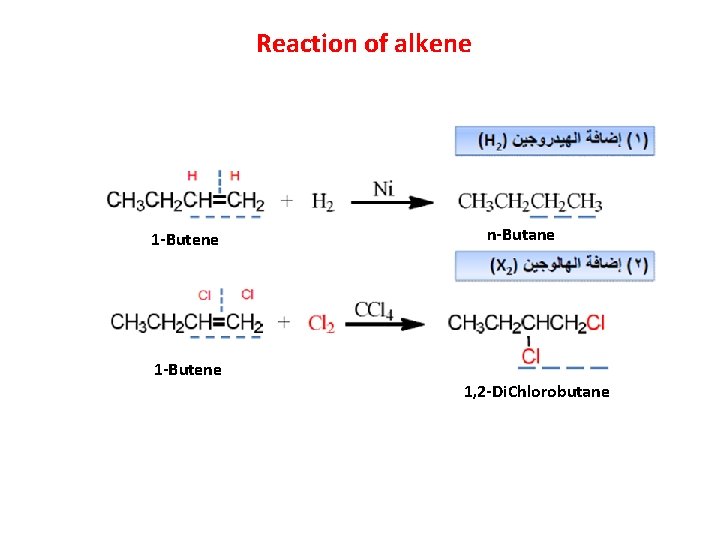 Reaction of alkene 1 -Butene n-Butane 1 -Butene 1, 2 -Di. Chlorobutane 