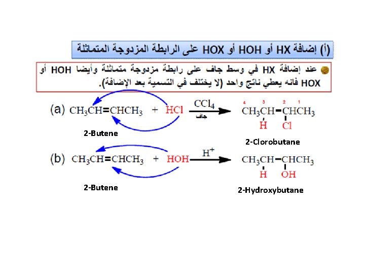 2 -Butene 2 -Clorobutane 2 -Hydroxybutane 