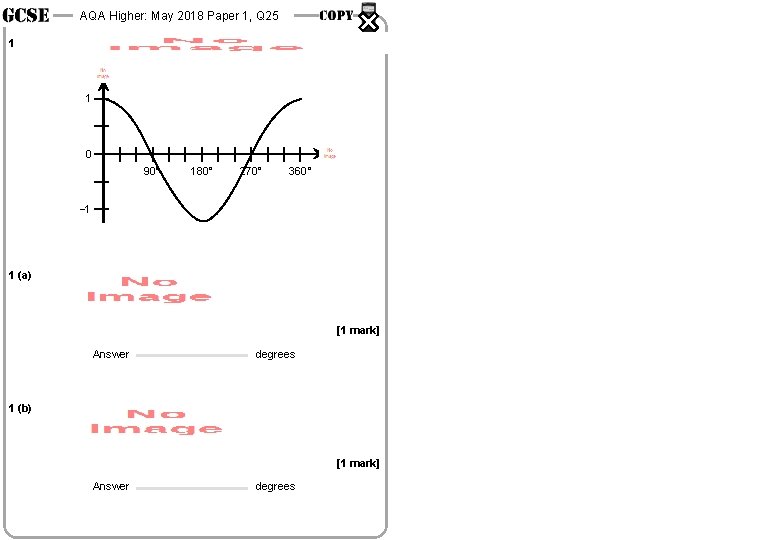 AQA Higher: May 2018 Paper 1, Q 25 1 1 0 90° 180° 270°