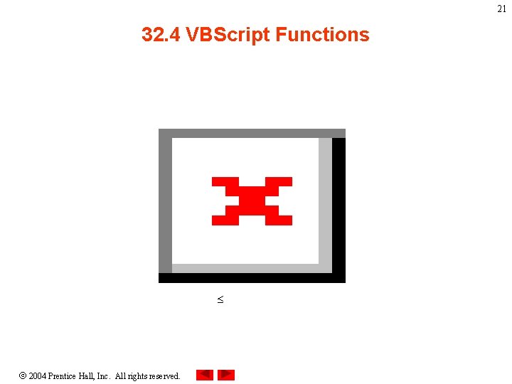 21 32. 4 VBScript Functions ≤ 2004 Prentice Hall, Inc. All rights reserved. 